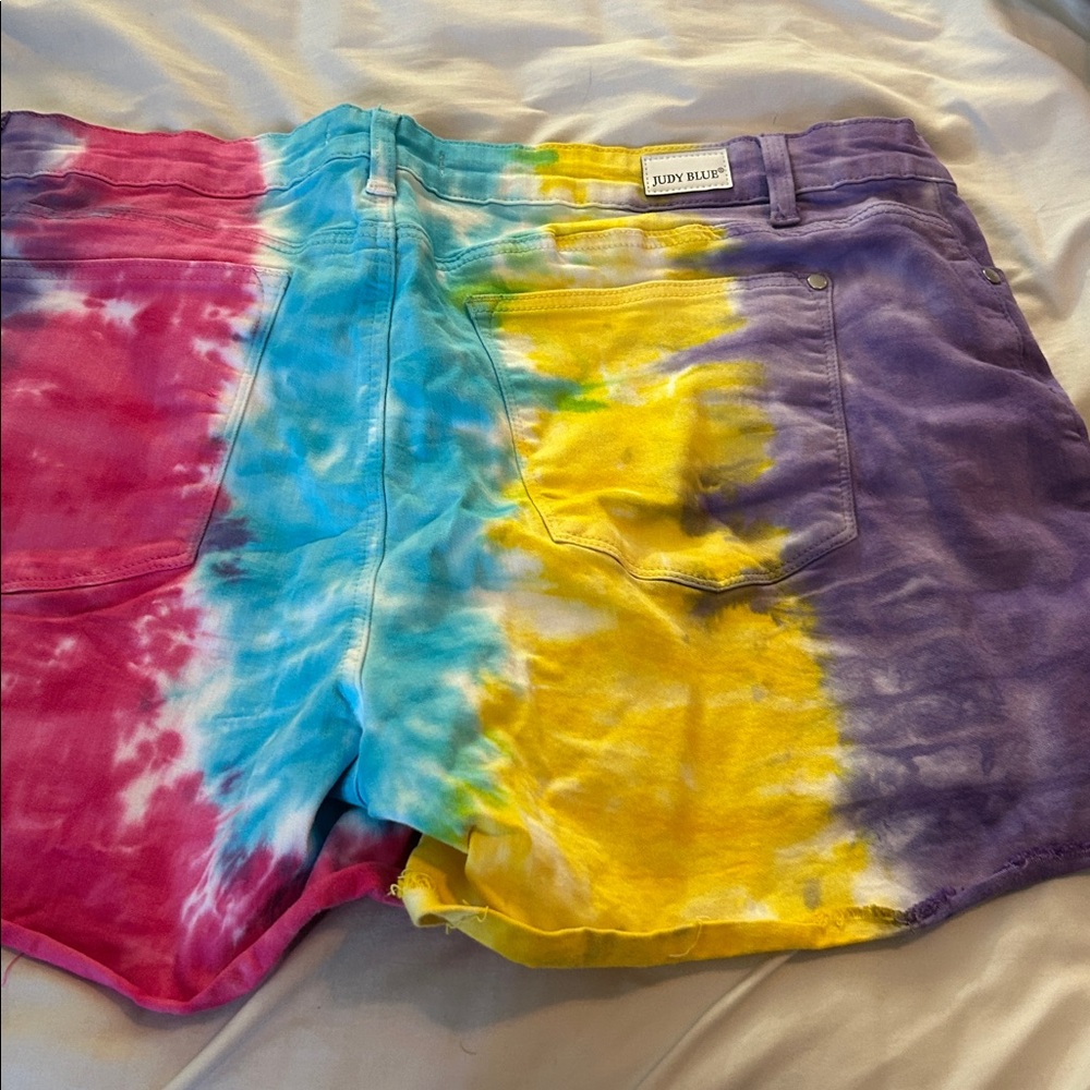 Judy Blue Tie-Dye Jean Shorts - Pink, Yellow, Blue, Purple‎ - Picture 3 of 3